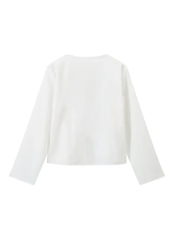 Trendy Beach Day White Tie-Up Blouse for Women