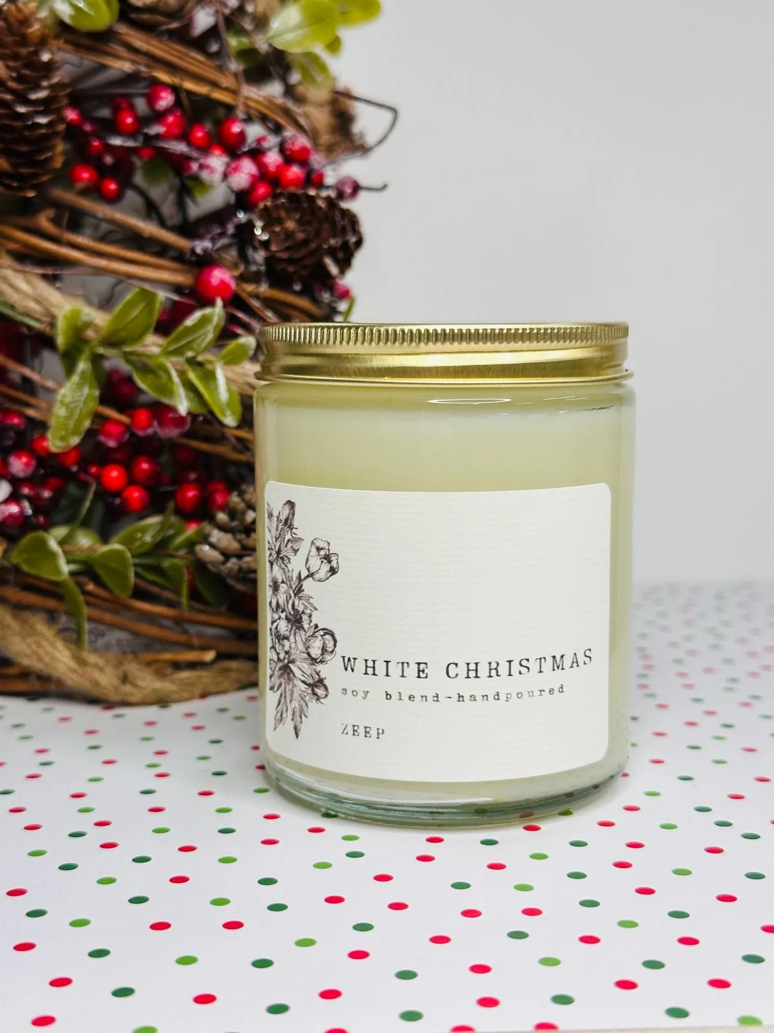 White Christmas Holiday Candle
