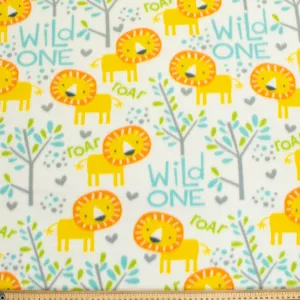 Wild One Lion Roar on White Printed Polar Fleece Design-A16