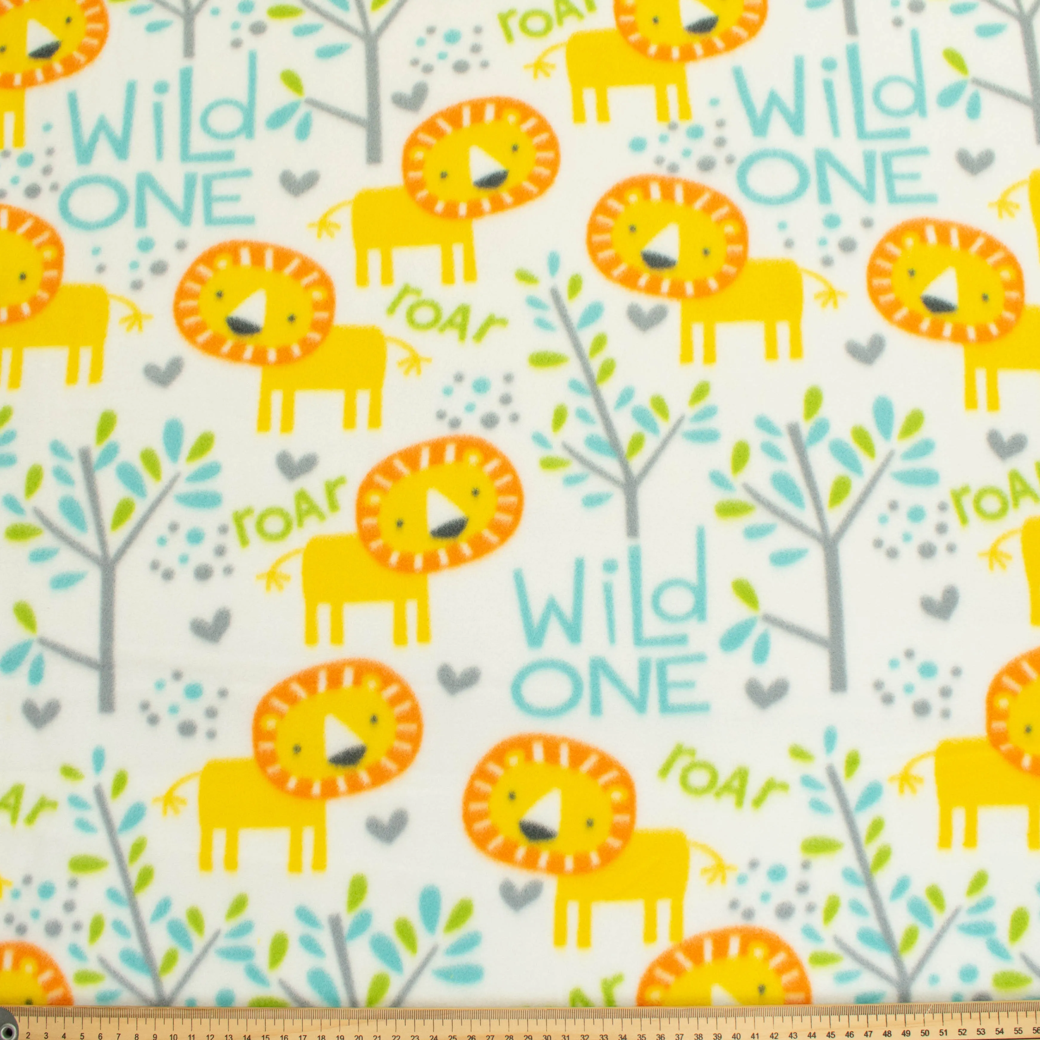 Wild One Lion Roar on White Printed Polar Fleece Design-A16