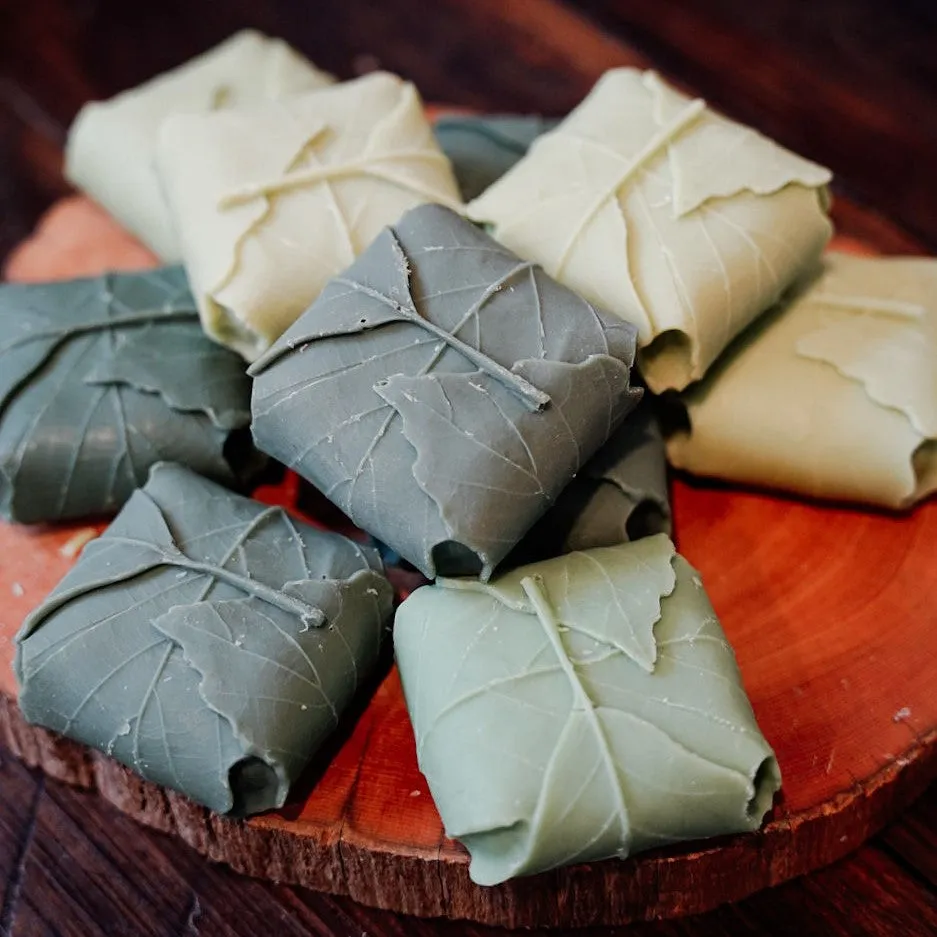 wrapped leaf soap various colours