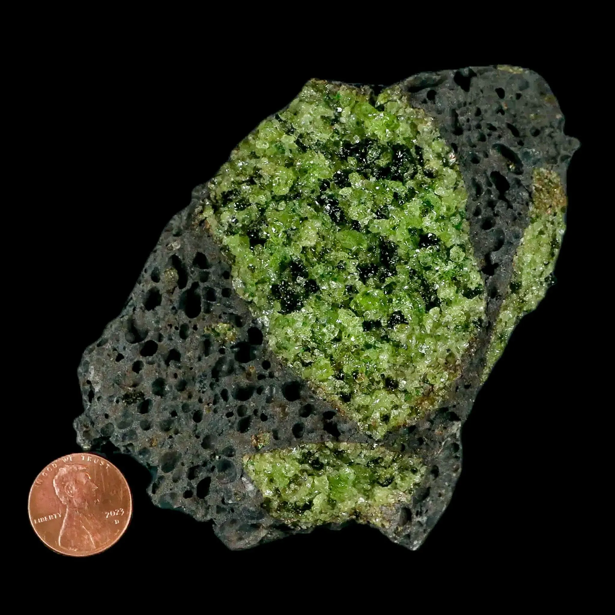 XL 4.1" Natural Emerald Peridot Crystal Minerals On Volcanic Rock Gila, Arizona